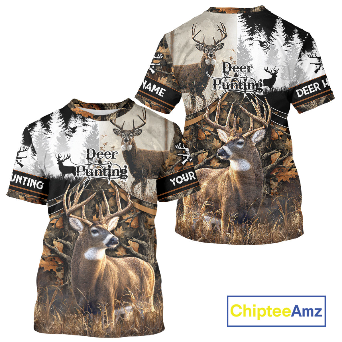 Custom Whitetail Deer Hunting Camouflage Deer Hunter Custom Name Shirt, Hunting Gift NBT291