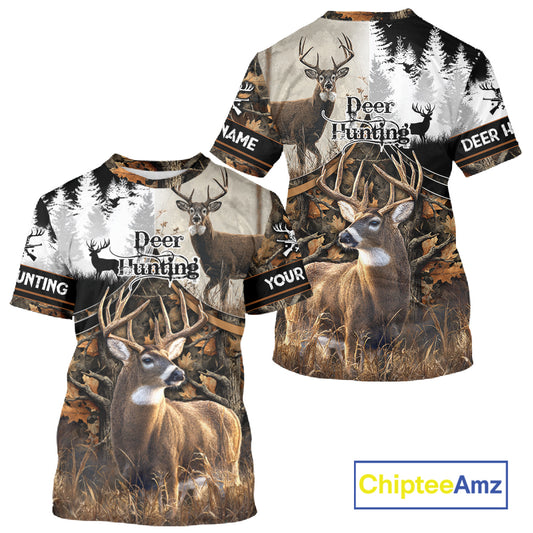 Custom Whitetail Deer Hunting Camouflage Deer Hunter Custom Name Shirt, Hunting Gift NBT291