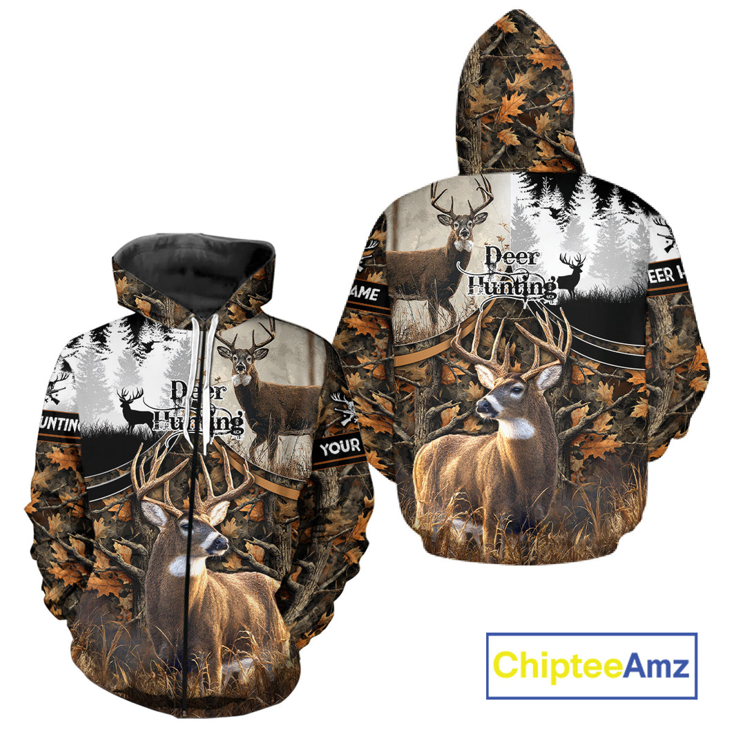 Custom Whitetail Deer Hunting Shirt Camouflage Deer Hunter Custom Name, Hunting Gift NBT291