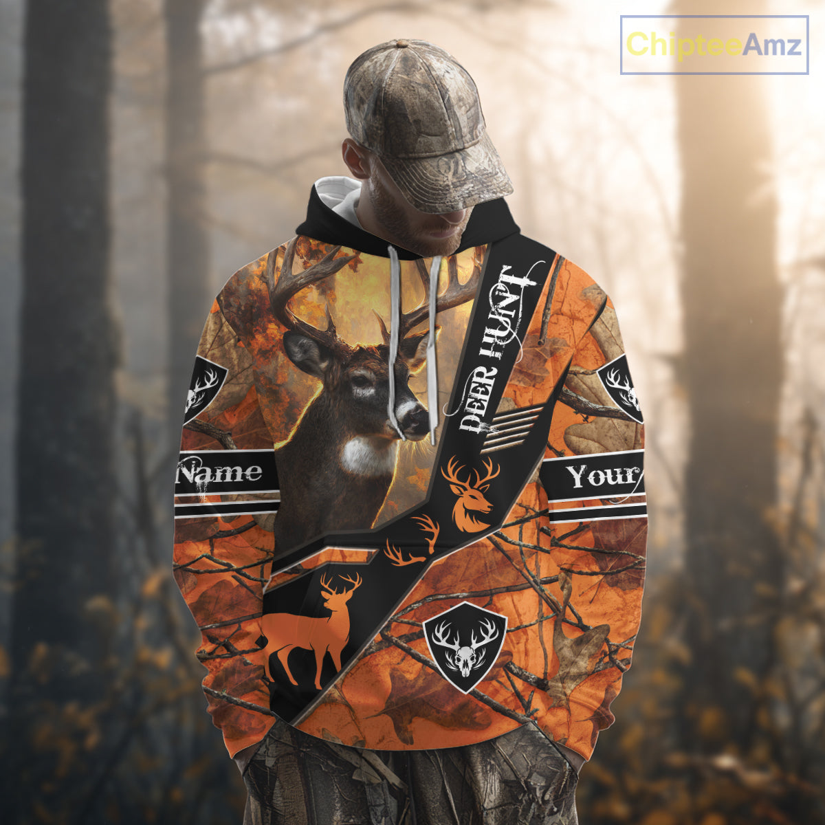 Deer Hunting Orange Camouflage 3D Printing Custom Name Shirts, Best Deer Hunting Shirts for Men NBT152