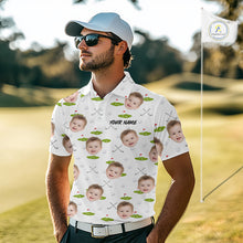 Load image into Gallery viewer, Personalized Face &amp; Name Golf Polo Shirt For Men, Best Dad Golf Shirt, Father's Day Gift Polo|White NBT661