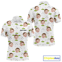 Load image into Gallery viewer, Personalized Face &amp; Name Golf Polo Shirt For Men, Best Dad Golf Shirt, Father's Day Gift Polo|White NBT661