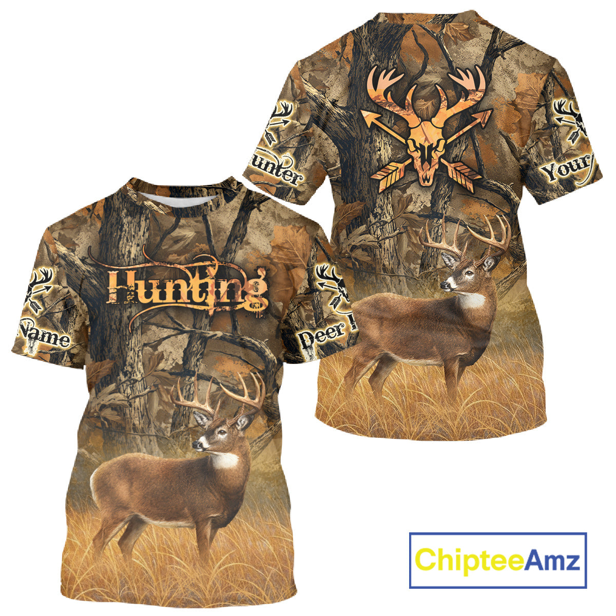 Whitetail Deer 3D All Over Printed Fall Season Camo Custom Name Best Gifts for Hunters NBT69