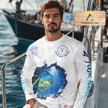 Load image into Gallery viewer, Custom Mahi Mahi Fishing Long Sleeve Tournament Shirts, Mahi Mahi Saltwater Fishing Apparel | White NBT683
