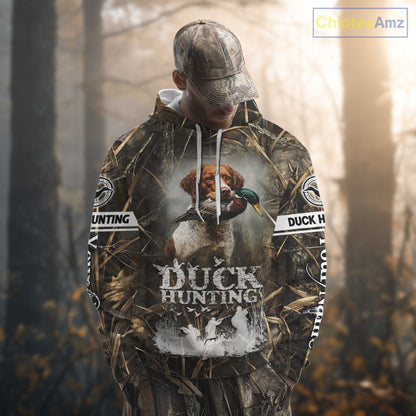 Mallard Duck Hunting Camouflage Shirts With Brittany Dog, Duck Hunting Season, Hunting Gifts NBT180