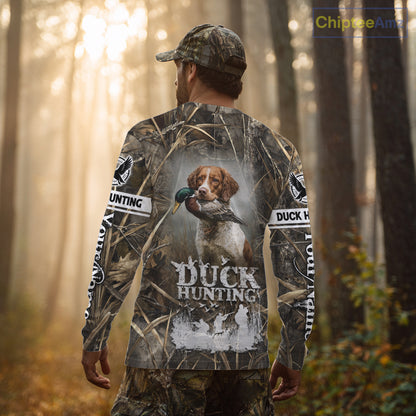 Mallard Duck Hunting Camouflage Shirts With Brittany Dog, Duck Hunting Season, Hunting Gifts NBT180