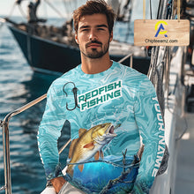 Load image into Gallery viewer, Custom Redfish Long Sleeve Performance Fishing Shirts, Water Camo Saltwater Fishing Jerseys NBT691