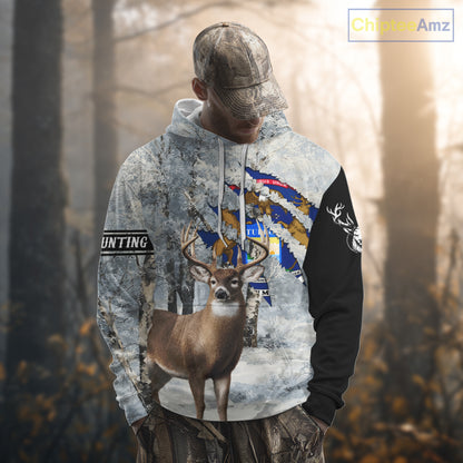 Snow Camo Deer Hunting Shirt, Pennsylvania Flag, Whitetail Hunters NBT13