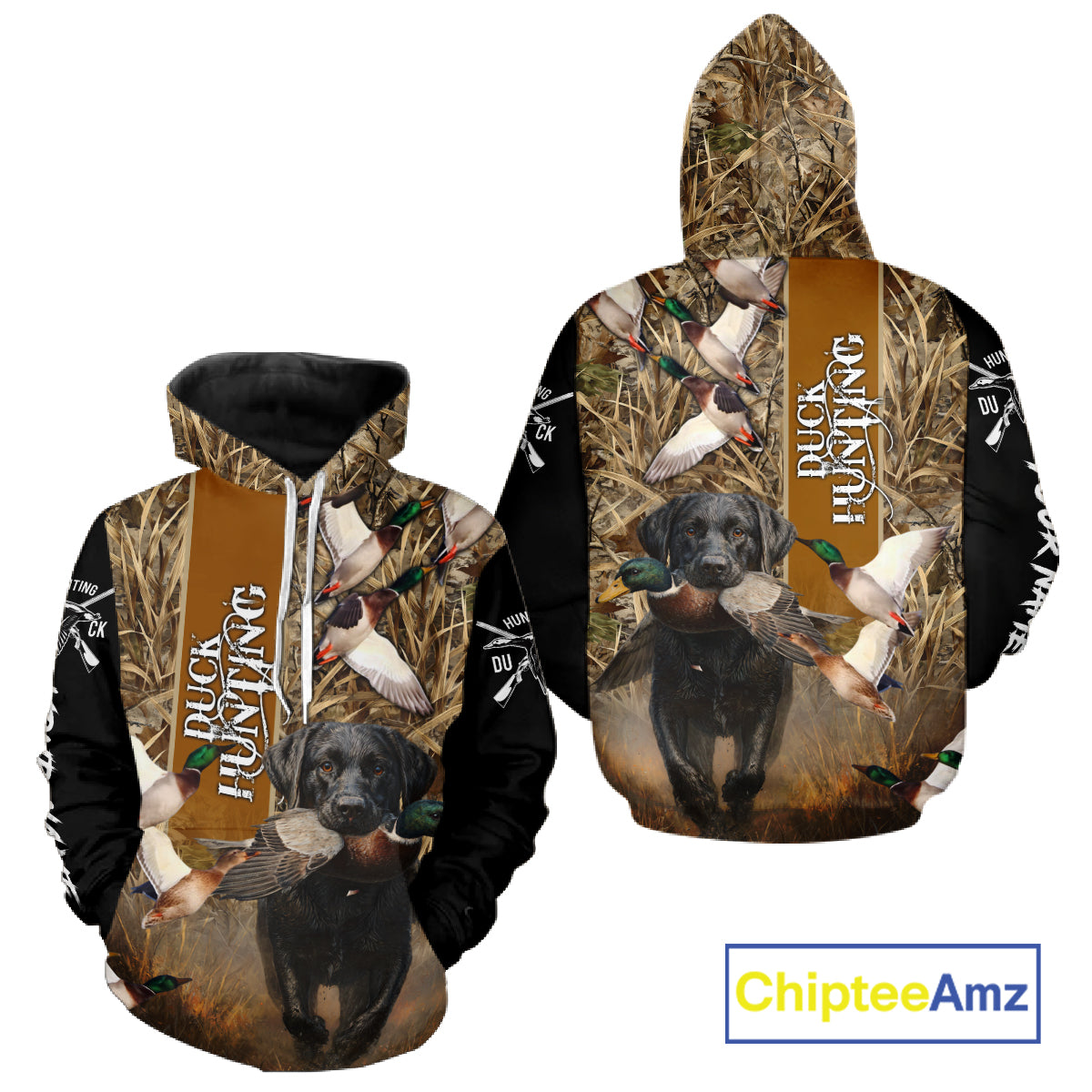 Duck Hunting with Black Lab Custom Name 3D All Over Print Camo Shirt, Hunting Gifts for Hunters NBT109