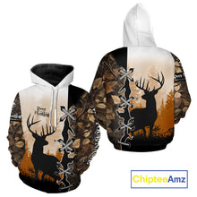 Load image into Gallery viewer, Whitetail Buck Hunting Hoodie, Longsleeve Shirt, Autumn Brown Camo, Perfect Hunter Gifts NBT15