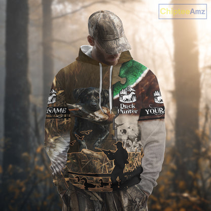 Duck Hunting with Dog Black Labs 3D All Over Printing Shirts for Men, Gifts for Duck Hunters NBT45