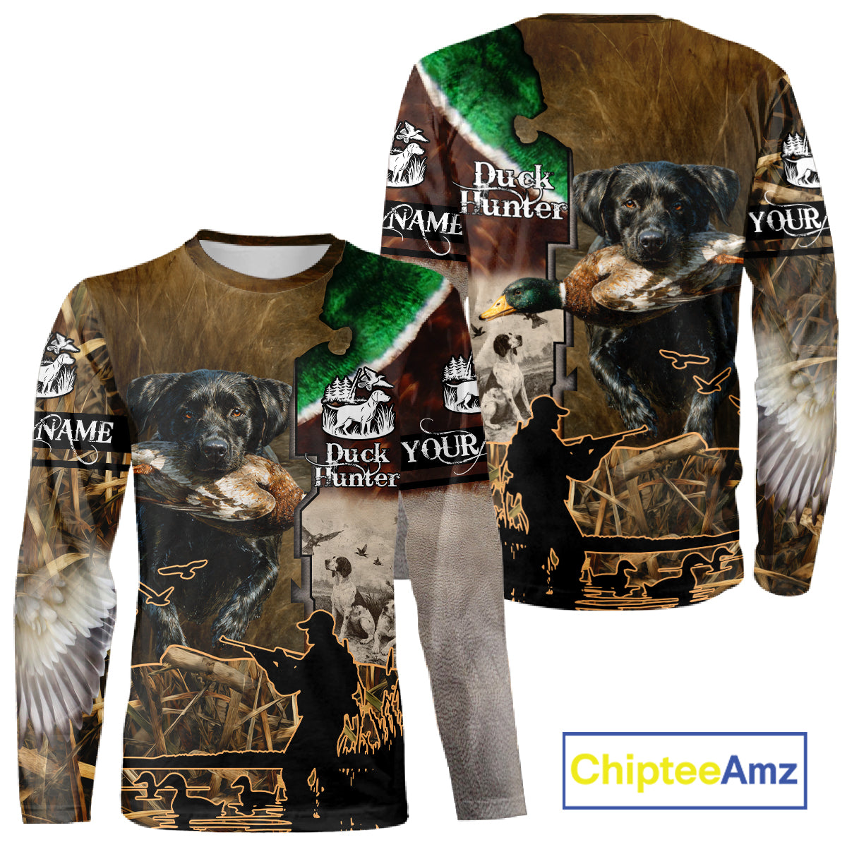 Duck Hunting with Dog Black Labs 3D All Over Printing Shirts for Men, Gifts for Duck Hunters NBT45