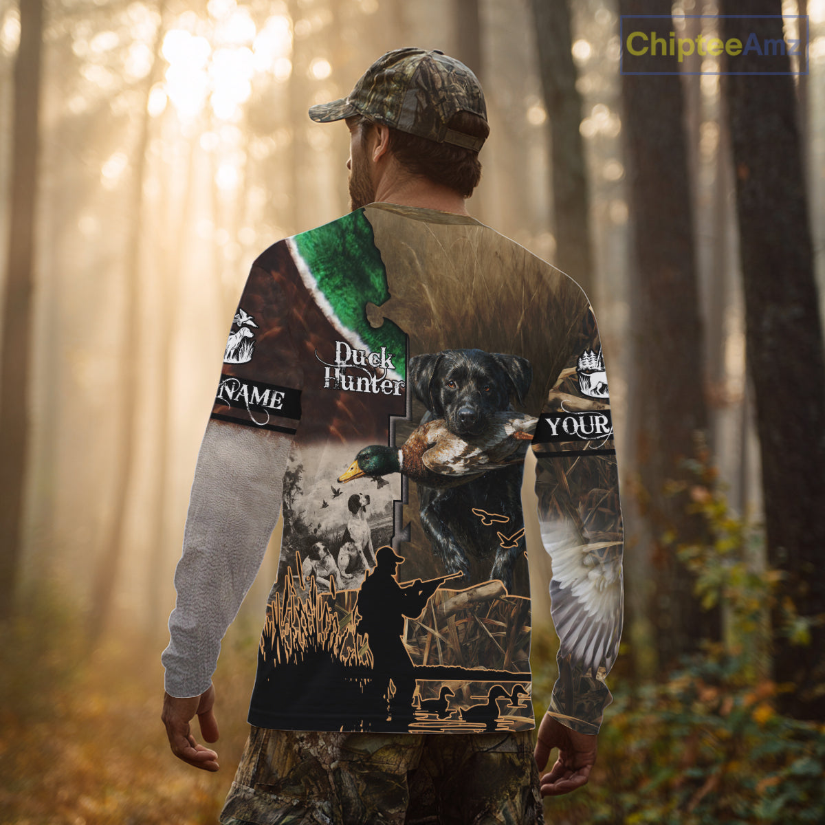 Duck Hunting with Dog Black Labs 3D All Over Printing Shirts for Men, Gifts for Duck Hunters NBT45