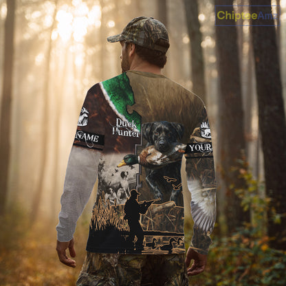 Duck Hunting with Dog Black Labs 3D All Over Printing Shirts for Men, Gifts for Duck Hunters NBT45