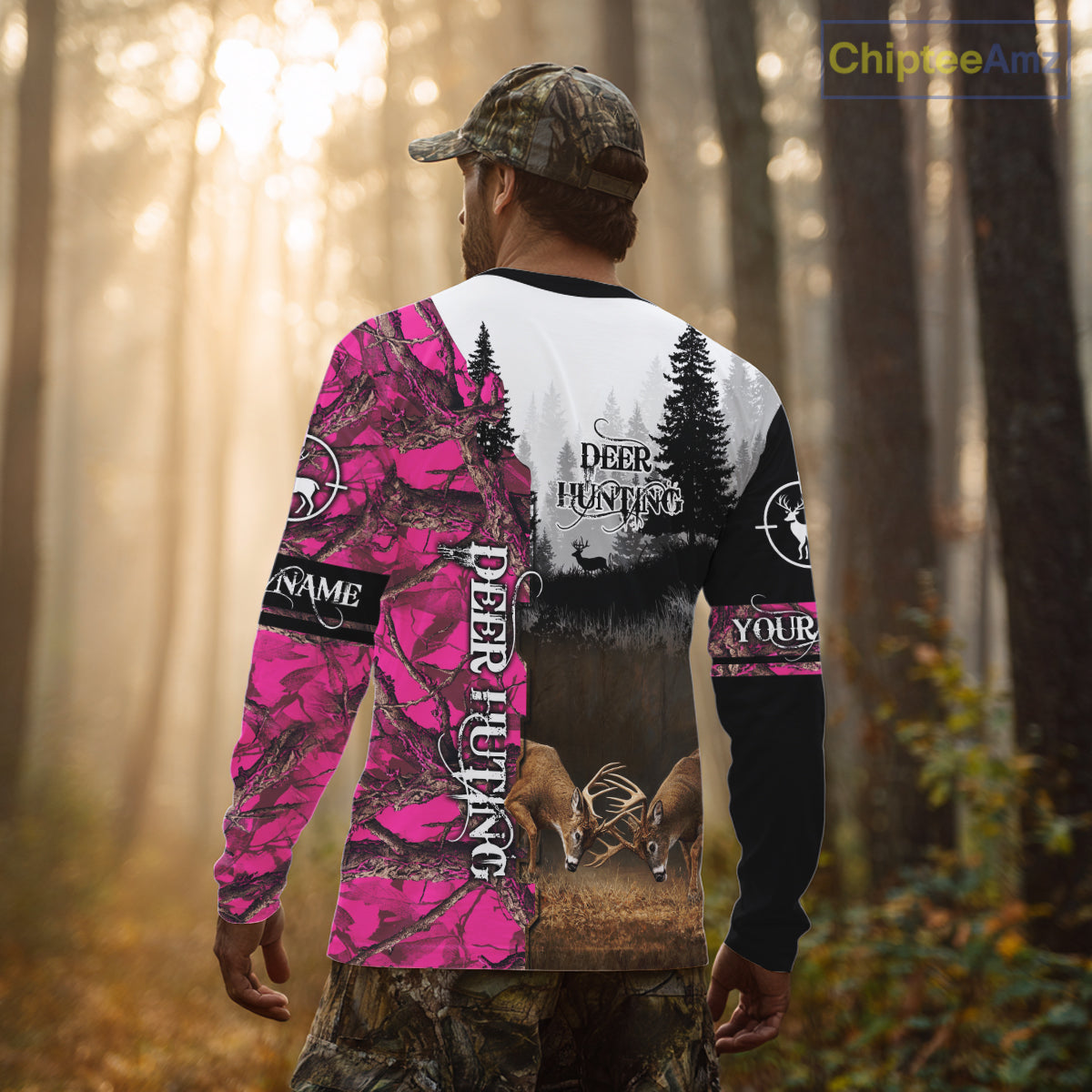 Deer Hunting Pink Camo Custom Name 3D All Over Print Shirts, Hunting Gifts NBT66
