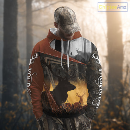 Custom Deer Hunting 3D Printing Brown Camo Shirts for Men, Deer Camp Clothes, Hunting Gifts NBT67
