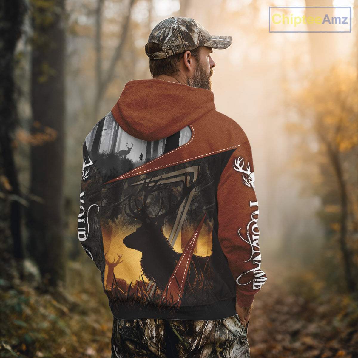 Custom Deer Hunting 3D Printing Brown Camo Shirts for Men, Deer Camp Clothes, Hunting Gifts NBT67