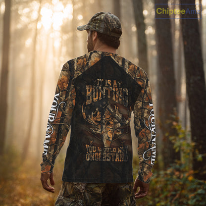 Best Deer Hunting Orange Camo with US Flag and Grim Reaper Deer Buck Shirts Hunting Gifts NBT70