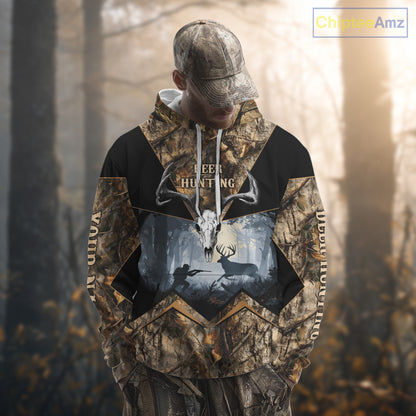 Custom 3D Deer Hunting Forest Camo with Big Buck Shirt for Men, Best Hunting Gifts for Hunters NBT72