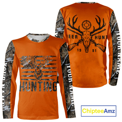 Personalized Deer Hunting Orange Camouflage Custom Name 3D Print Shirt, Deer Hunting Gifts NBT82