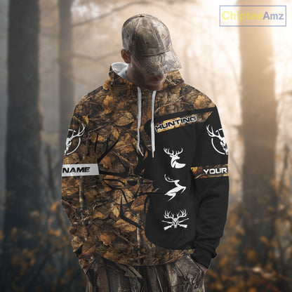 Custom Deer Hunting Brown Camo Shirts for Men, Camouflage Deer Hunting Shirts NBT83