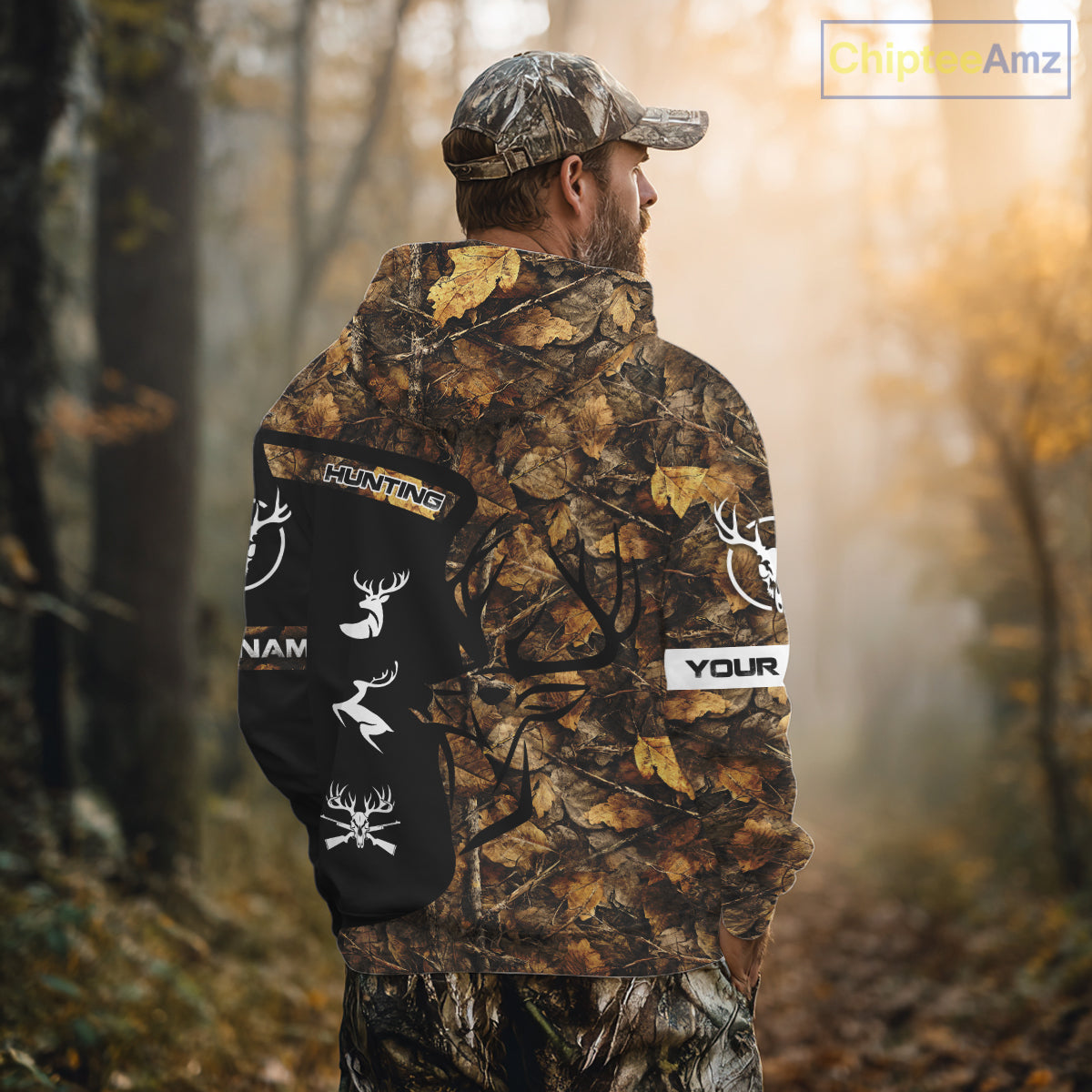 Custom Deer Hunting Brown Camo Shirts for Men, Camouflage Deer Hunting Shirts NBT83