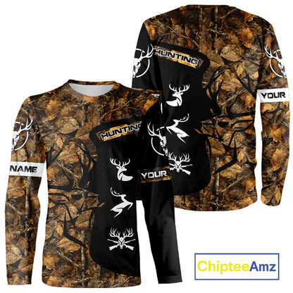 Custom Deer Hunting Brown Camo Shirts for Men, Camouflage Deer Hunting Shirts NBT83