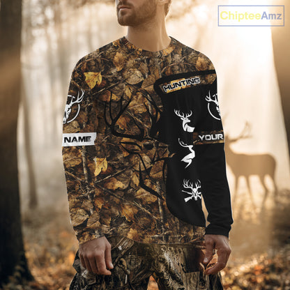 Custom Deer Hunting Brown Camo Shirts for Men, Camouflage Deer Hunting Shirts NBT83