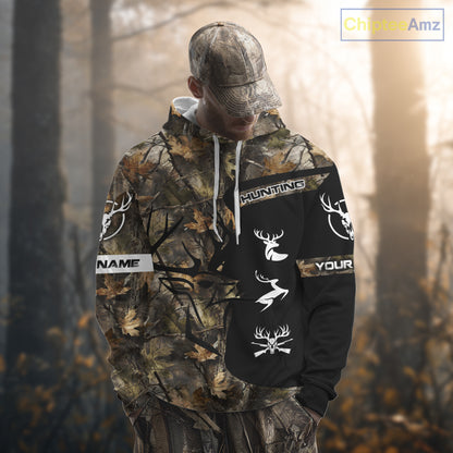 Custom Deer Hunting Fall Camo Shirts for Men, Hunting Gifts, Camouflage Deer Hunting Shirts NBT84