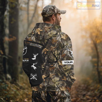 Custom Deer Hunting Fall Camo Shirts for Men, Hunting Gifts, Camouflage Deer Hunting Shirts NBT84