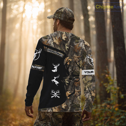 Custom Deer Hunting Fall Camo Shirts for Men, Hunting Gifts, Camouflage Deer Hunting Shirts NBT84
