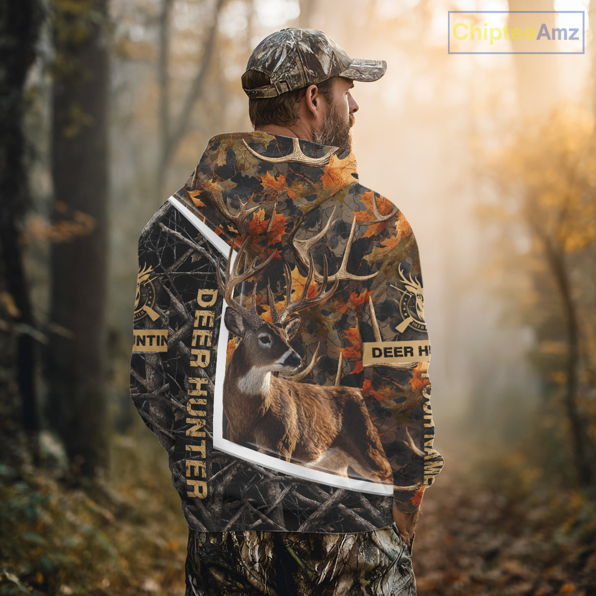 Custom Whitetail Deer Hunting Orange and Black Camo Shirts for Men, Gift Ideas for Hunter NBT91