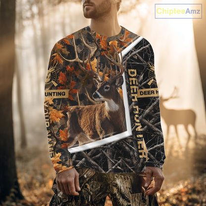 Custom Whitetail Deer Hunting Orange and Black Camo Shirts for Men, Gift Ideas for Hunter NBT91