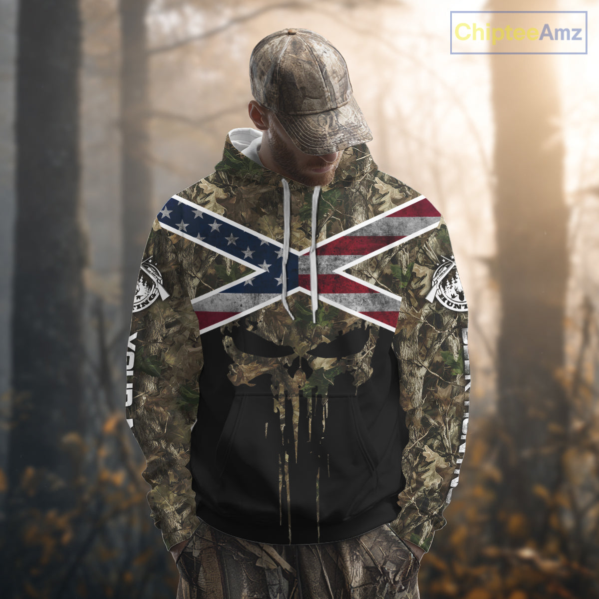 Camo Deer Hunting Shirts with US Flag, Personalized Deer Hunting Shirt, Hunting Gifts for Men NBT95