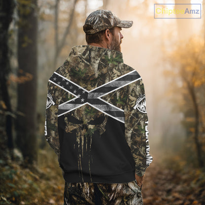 Deer Hunting Shirts with Black US Flag, Camouflage Deer Hunting Shirt, Hunting Gifts for Men NBT97