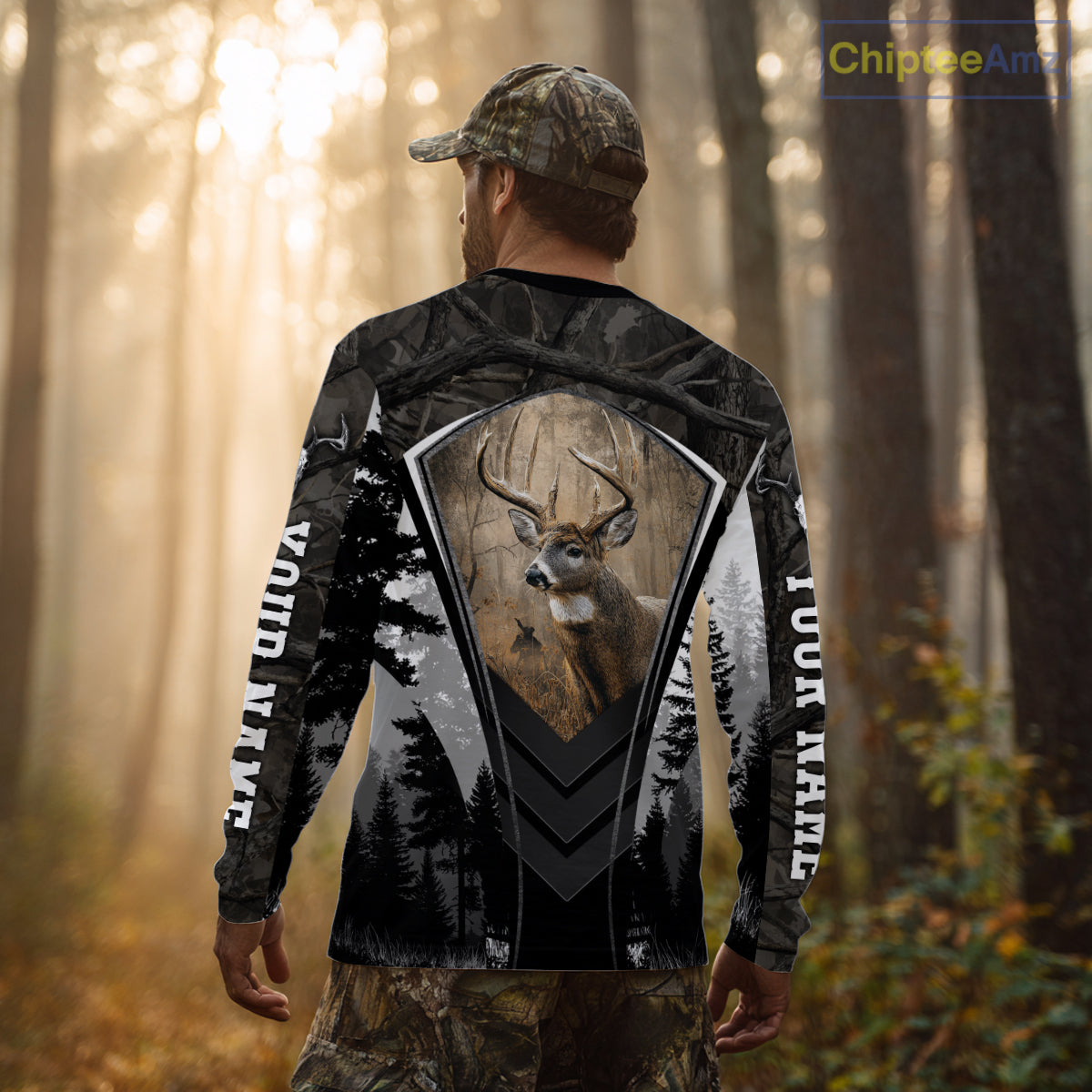 Beautiful Whitetail Deer Hunting Dark Camo 3D All Over Printed Shirts, Hunting Gifts for Men NBT86