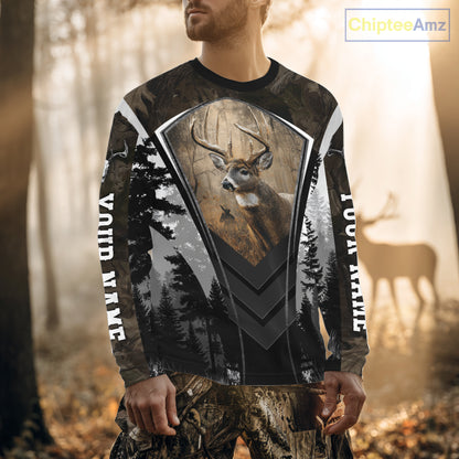 Beautiful Whitetail Deer Hunting Brown Camo 3D All Over Printed Shirts, Hunting Gifts for Hunters NBT87