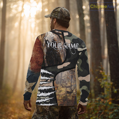 Camouflage Bow Hunting Custom Name Hoodie, Longsleeve Shirt, Perfect for Deer Season NBT08