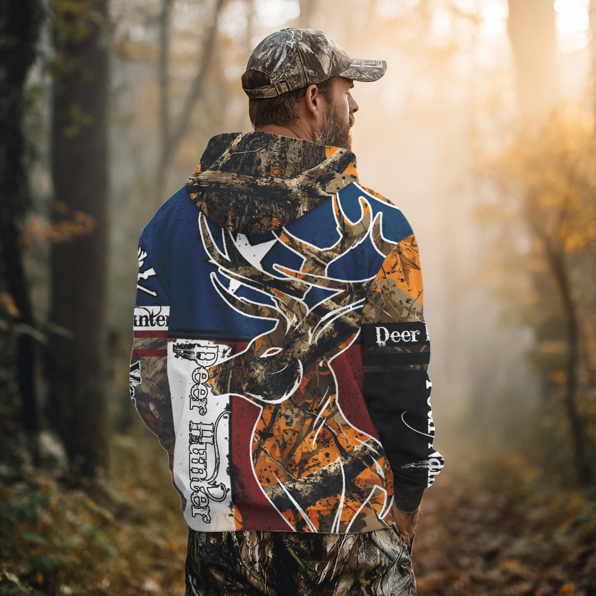 Deer Hunting Orange Camouflage Shirts with TX Flag, Personalized Hunting Shirt, Hunting Gifts NBT92