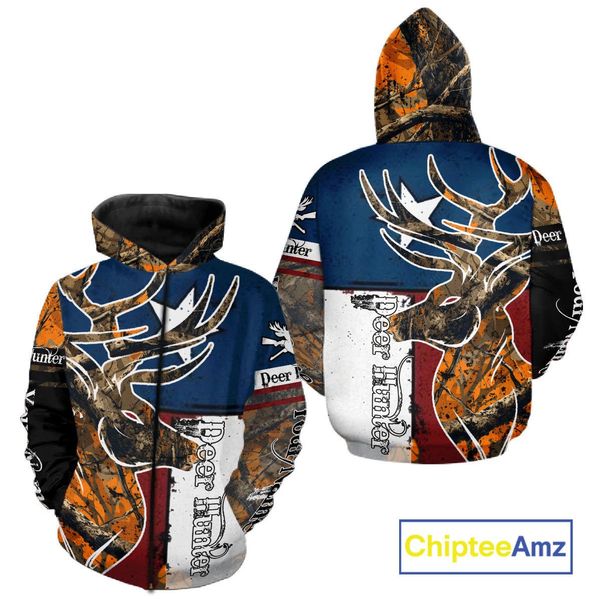 Deer Hunting Orange Camouflage Shirts with TX Flag, Personalized Hunting Shirt, Hunting Gifts NBT92