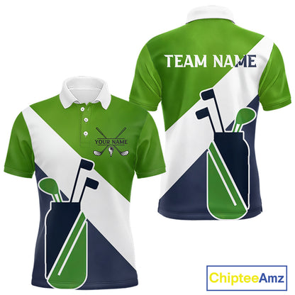Green & Blue Golf Bag Mens Golf Polo Shirts Custom Golf Shirts, Golf Attire For Men NBT576