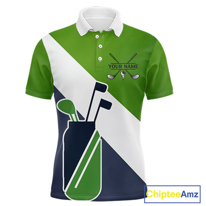Green & Blue Golf Bag Mens Golf Polo Shirts Custom Golf Shirts, Golf Attire For Men NBT576