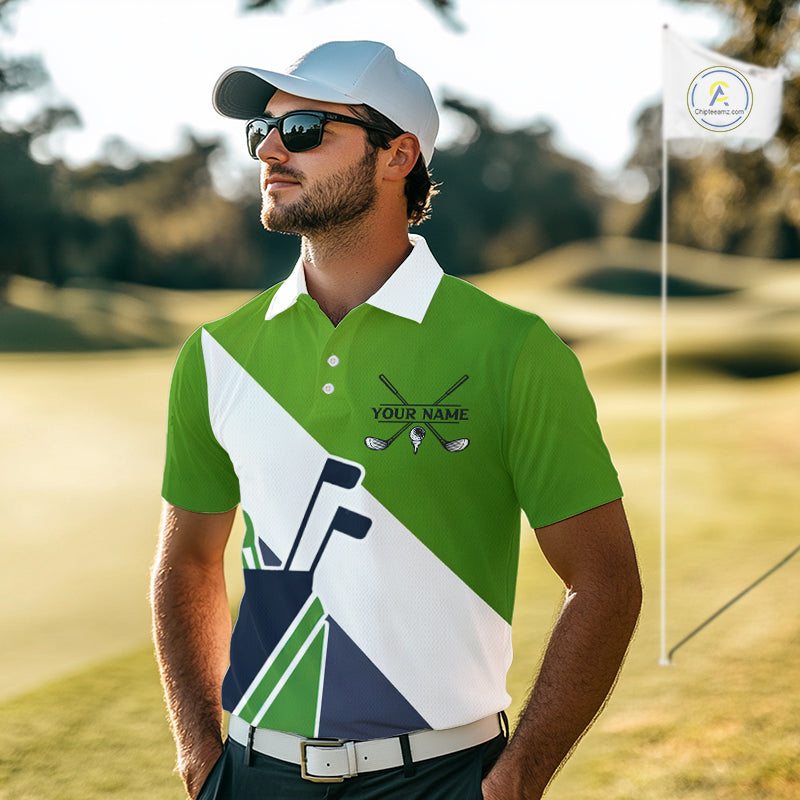 Green & Blue Golf Bag Mens Golf Polo Shirts Custom Golf Shirts, Golf Attire For Men NBT576