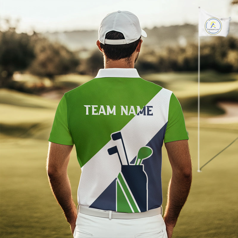 Green & Blue Golf Bag Mens Golf Polo Shirts Custom Golf Shirts, Golf Attire For Men NBT576
