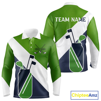 Green & Blue Golf Bag Mens Golf Polo Shirts Custom Golf Shirts, Golf Attire For Men NBT576