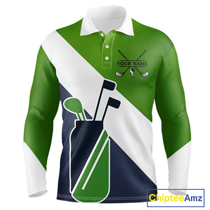 Green & Blue Golf Bag Mens Golf Polo Shirts Custom Golf Shirts, Golf Attire For Men NBT576