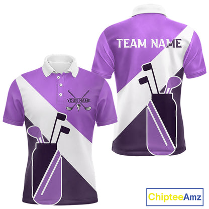 Purple Golf Bag Mens Golf Polo Shirts Custom Golf Shirts, Golf Attire For Men NBT577