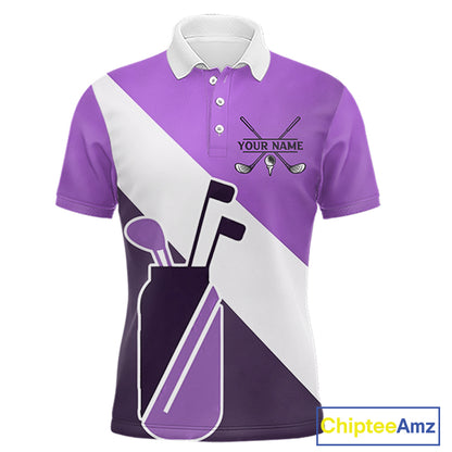 Purple Golf Bag Mens Golf Polo Shirts Custom Golf Shirts, Golf Attire For Men NBT577