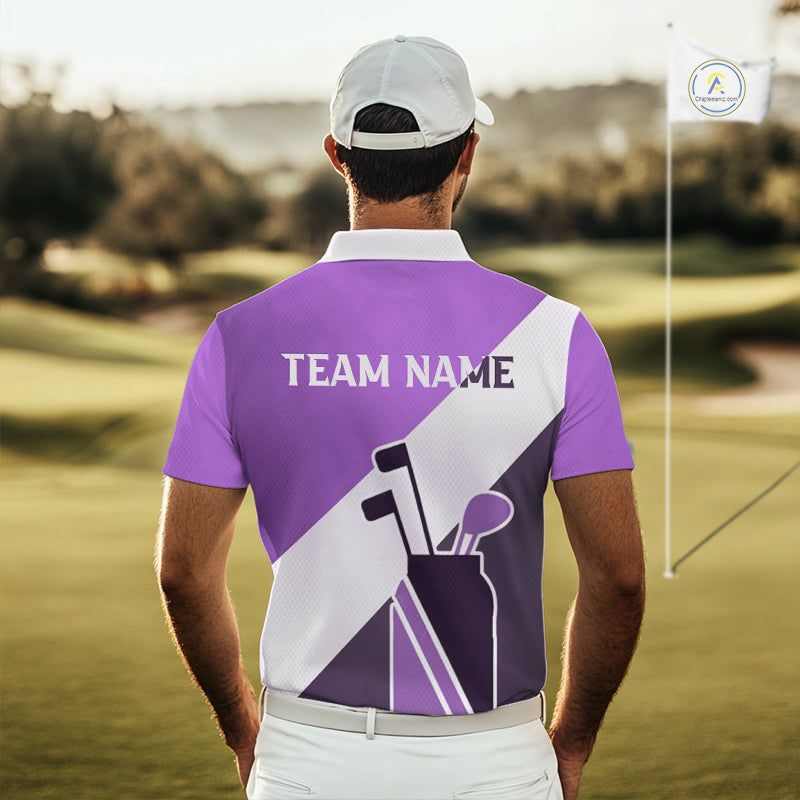 Purple Golf Bag Mens Golf Polo Shirts Custom Golf Shirts, Golf Attire For Men NBT577