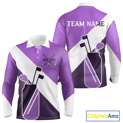 Purple Golf Bag Mens Golf Polo Shirts Custom Golf Shirts, Golf Attire For Men NBT577